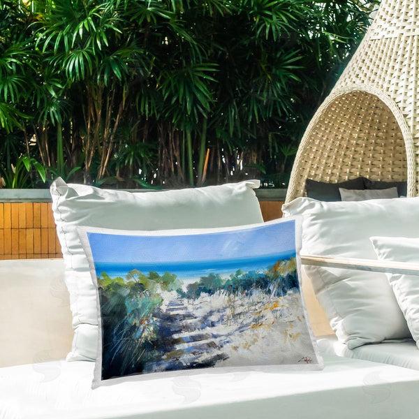Stupell Industries Craig Trewin Penny | Beach Steps In Robe Throw Pillow
