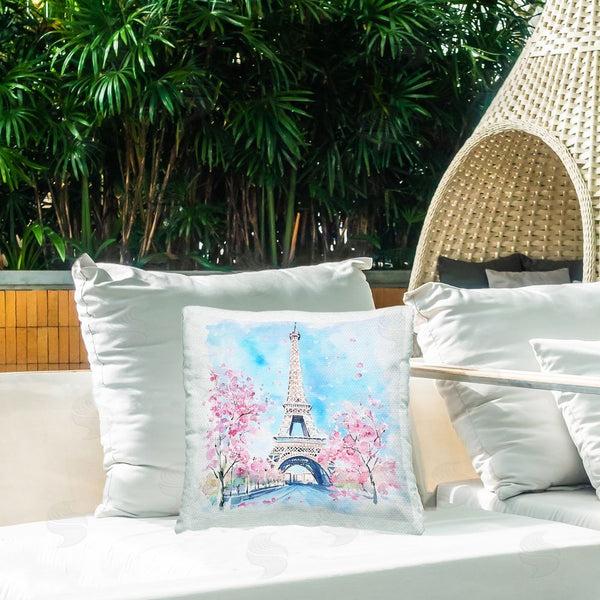 Stupell Industries Creative Studio | Eiffel Tower Cherry Blossoms Throw Pillow