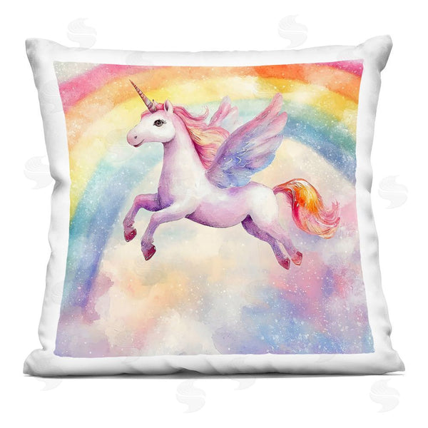 stupell industries Creative Studio | Flying Unicorn In Rainbow Sky Throw Pillow