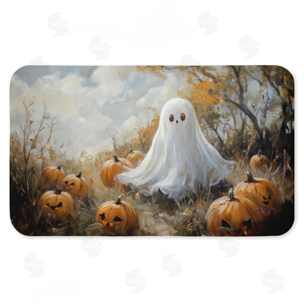 stupell industries Creative Studio | Ghost in Field of Pumpkins Anti-Fatigue Mat