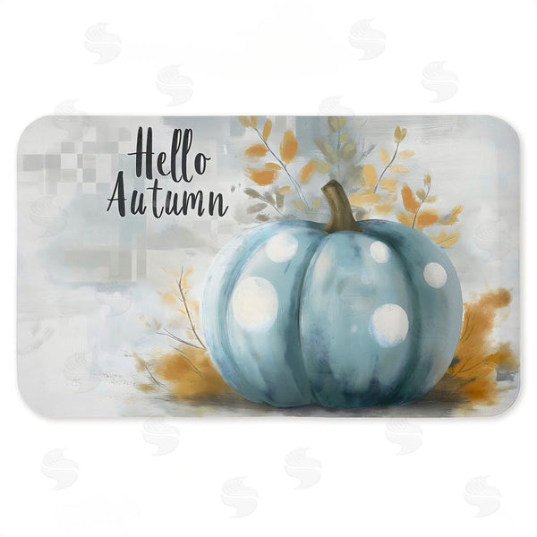 stupell industries Creative Studio | Hello Autumn Blue Pumpkin Anti-Fatigue Mat