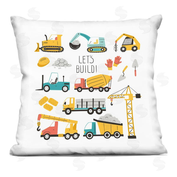 stupell industries Creative Studio | Let's Build Various Construction Trucks Throw Pillow