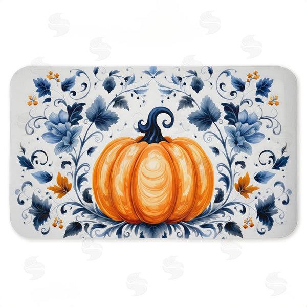 stupell industries Creative Studio | Pumpkin with Symmetrical Florals Anti-Fatigue Mat