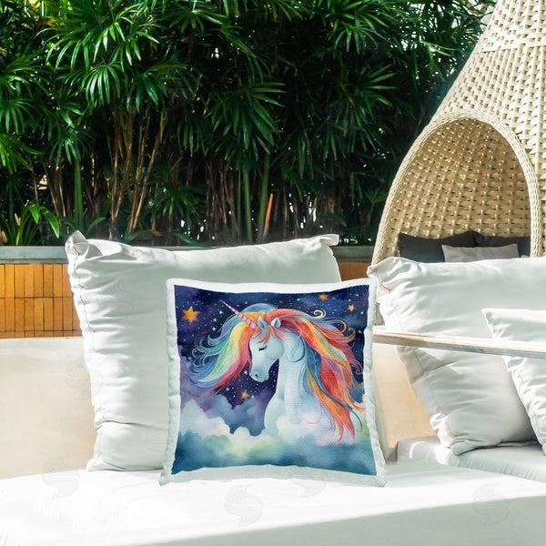 Stupell Industries Creative Studio | Rainbow Mane Unicorn In Clouds Throw Pillow