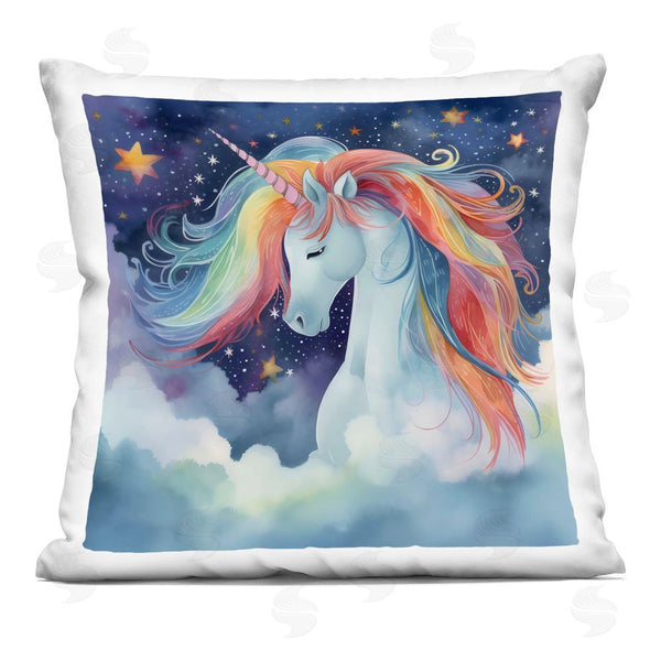 stupell industries Creative Studio | Rainbow Mane Unicorn in Clouds Throw Pillow