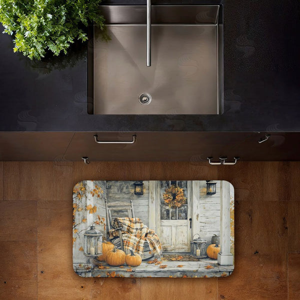 Stupell Industries Creative Studio | Rustic Fall Porch Rocking Chair Anti-Fatigue Mat