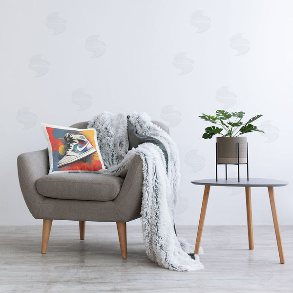 Stupell Industries Creative Studio | Shoe With Colorblock Background Throw Pillow