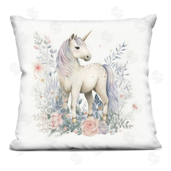 stupell industries Creative Studio | Unicorn in Delicate Floral Forest Throw Pillow