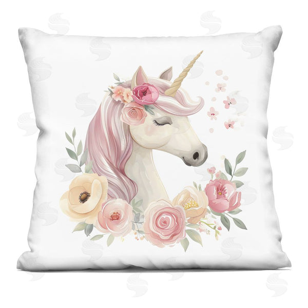 stupell industries Creative Studio | Unicorn with Floral Wreath Throw Pillow