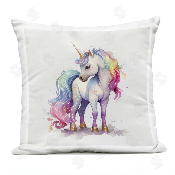 Stupell Industries Creative Studio | Watercolor Unicorn & Rainbow Mane Throw Pillow