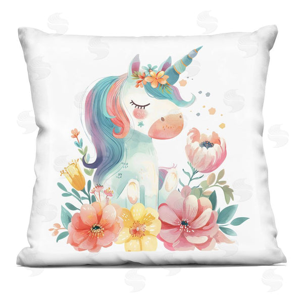 stupell industries Creative Studio | Whimsical Unicorn with Blossoms Throw Pillow