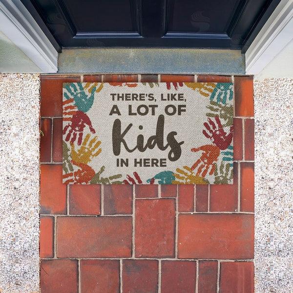 Stupell Industries Dana Saulnier | A Lot Of Kids Funny Handprints Faux Sisal Door Mat