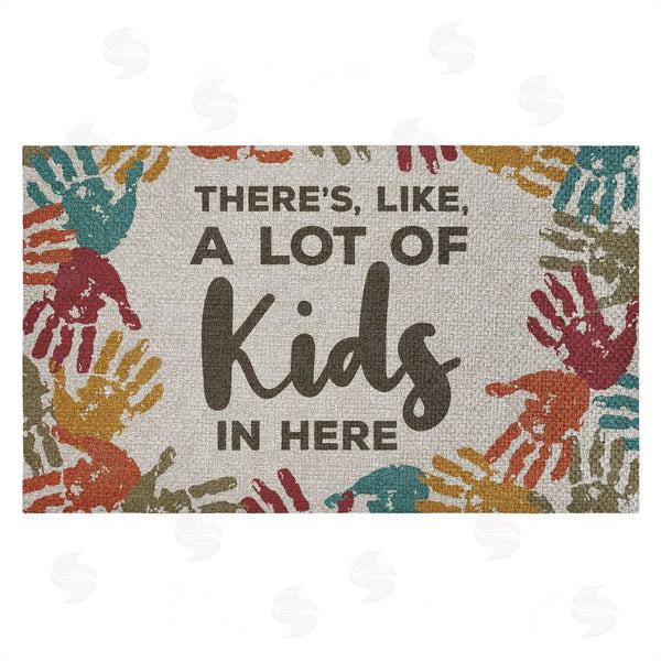 stupell industries Dana Saulnier | A Lot Of Kids Funny Handprints Faux Sisal Door Mat
