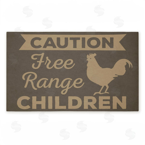 stupell industries Dana Saulnier | Free Range Children Caution Non-Woven Door Mat