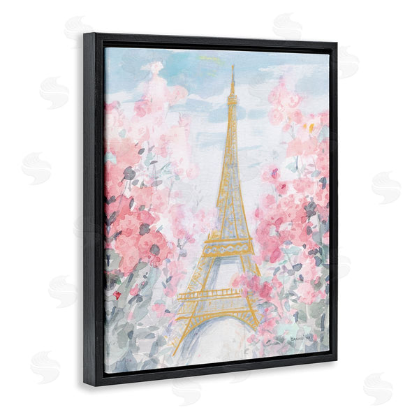 Stupell Industries Danhui Nai | Eiffel Tower Pink Parisian Spring Florals European Landmark Wall Art
