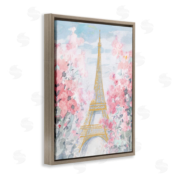 Stupell Industries Danhui Nai | Eiffel Tower Pink Parisian Spring Florals European Landmark Wall Art