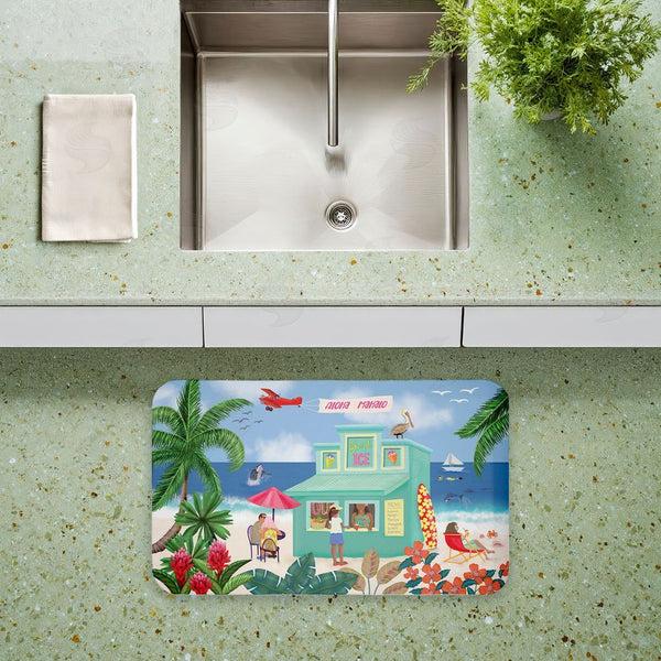 Stupell Industries Darlene Seale | Aloha Island Beach Scene Anti-Fatigue Mat