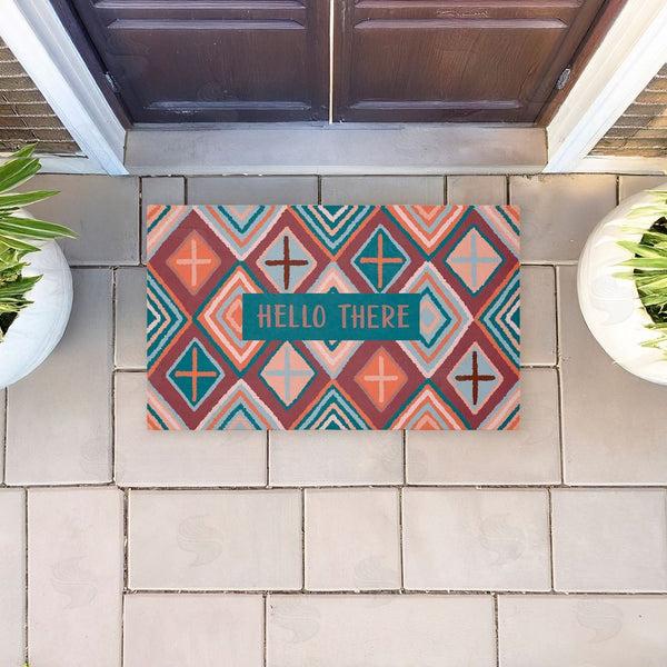 Stupell Industries Darlene Seale | Hello There On Geometric Non-Woven Door Mat