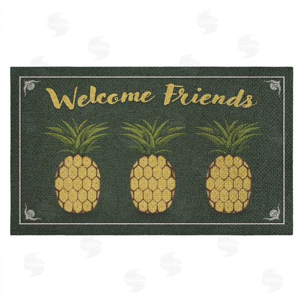 stupell industries Darlene Seale | Welcome Friends Pineapples Faux Sisal Door Mat