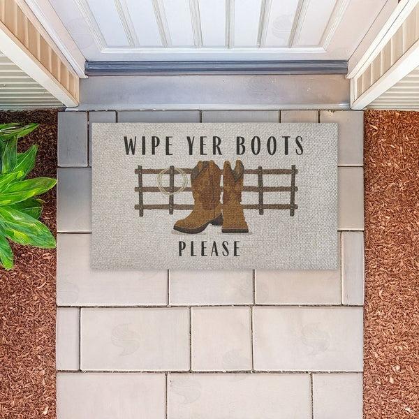 Stupell Industries Darlene Seale | Wipe Yer Boots Please Faux Sisal Door Mat