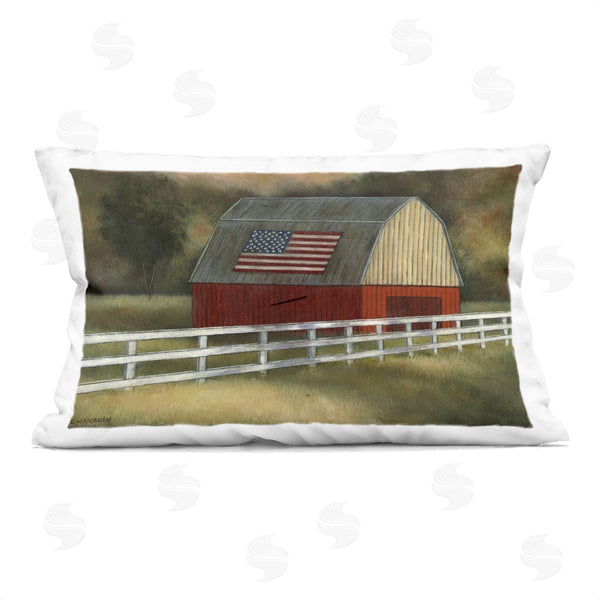 stupell industries David Swanagin | Tranquil Barn with American Flag Printed Throw Pillow