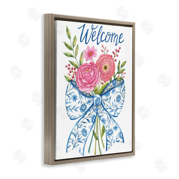 Stupell Industries Deb Strain | Bow & Flowers Welcome Wall Art