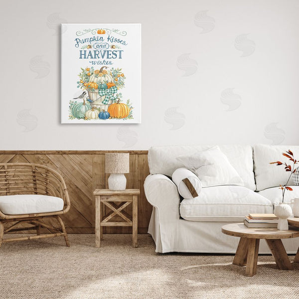 Stupell Industries Deb Strain | Harvest Wishes Autumnal Fall Pumpkins Botanical Bouquet Wall Art