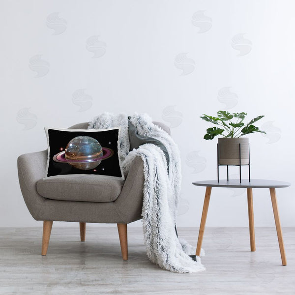 Stupell Industries Decent Exposures | Purple Disco Ball Planet Printed Throw Pillow