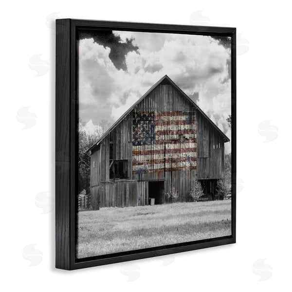 Stupell Industries Decent Exposures | USA Flag Monochrome Barn Wall Art