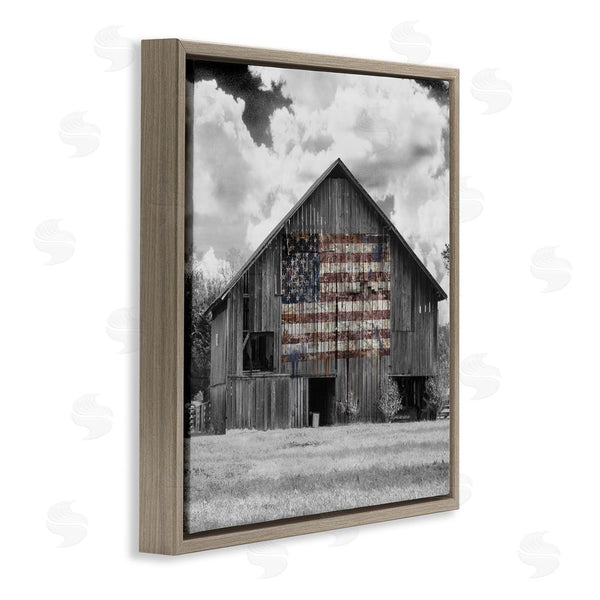 Stupell Industries Decent Exposures | USA Flag Monochrome Barn Wall Art