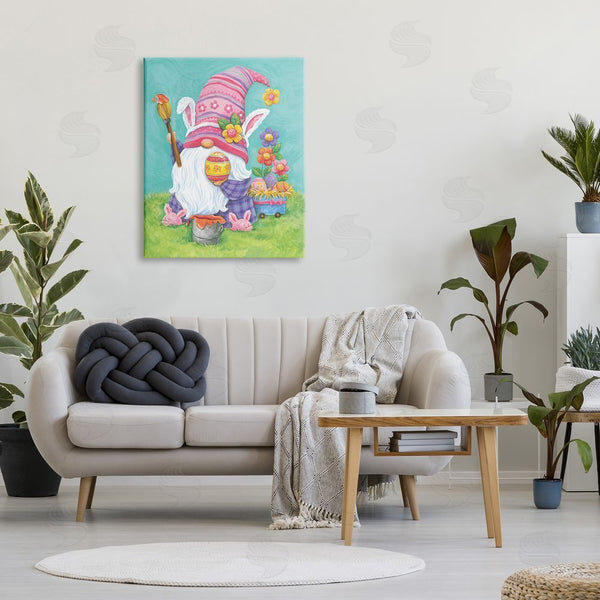 Stupell Industries Diane Kater | Whimsical Gnome Painting Easter Eggs Festive Flowers Wall Art