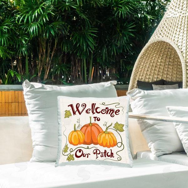 Stupell Industries Diane Labombarbe | Autumnal Pumpkins Welcome Printed Throw Pillow