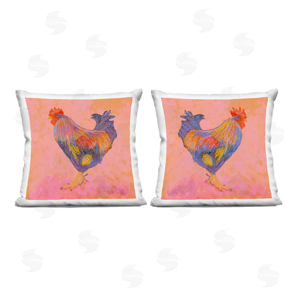 stupell industries Dina Riddle | Rooster with Warm Hues Printed Throw Pillow Set