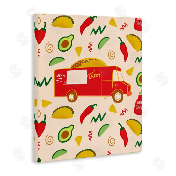Stupell Industries Dina Riddle | Taco Truck Over Food Pattern