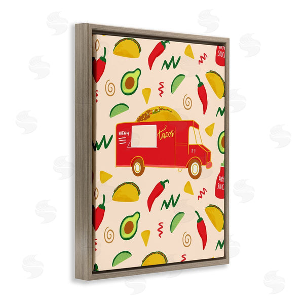 Stupell Industries Dina Riddle | Taco Truck Over Food Pattern