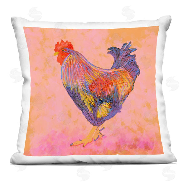 stupell industries Dina Riddle | Vibrant Hued Rooster Printed Throw Pillow