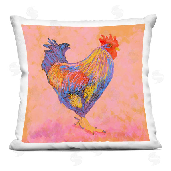 stupell industries Dina Riddle | Warm Hued Vibrant Rooster Printed Throw Pillow