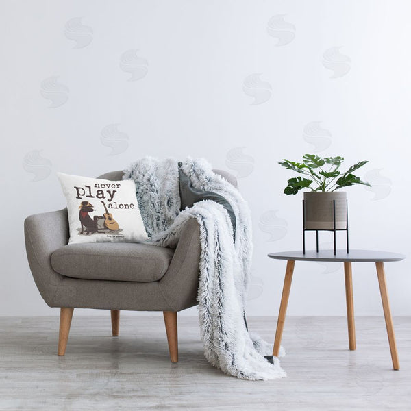Stupell Industries Dog Is Good | Never Play Music Alone Printed Throw Pillow