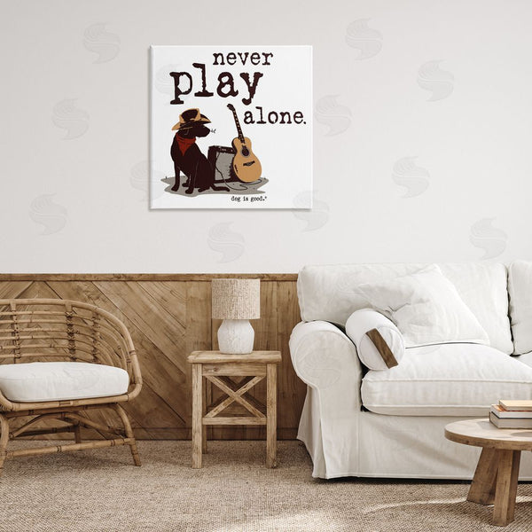 Stupell Industries Dog Is Good | Never Play Music Alone Wall Art