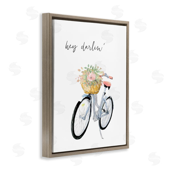 Stupell Industries Dogwood Portfolio | Hey Darlin' Phrase Blue Handlebar Bicycle Floral Basket Wall Art