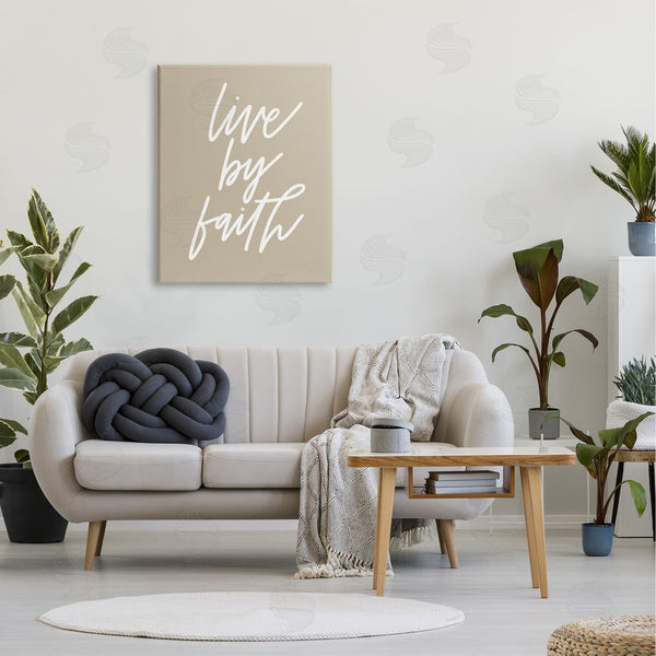 Stupell Industries Doodles.Ink. | Live By Faith Minimalistic Religious Novelty Calligraphy Sign Wall Art