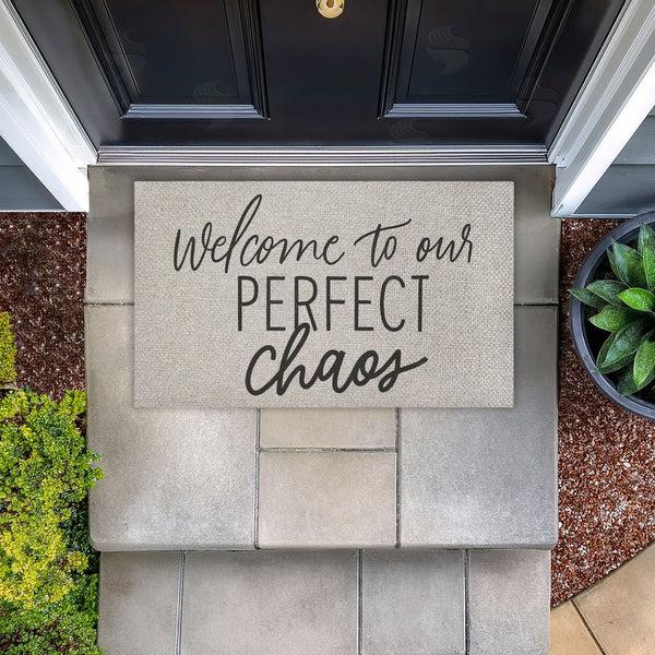 Stupell Industries Doodles.Ink. | Welcome Perfect Chaos Faux Sisal Door Mat