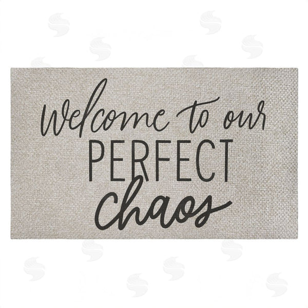 stupell industries Doodles.Ink. | Welcome Perfect Chaos Faux Sisal Door Mat