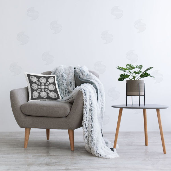 Stupell Industries El Perkin | Fractal Symmetry In Monochrome Throw Pillow