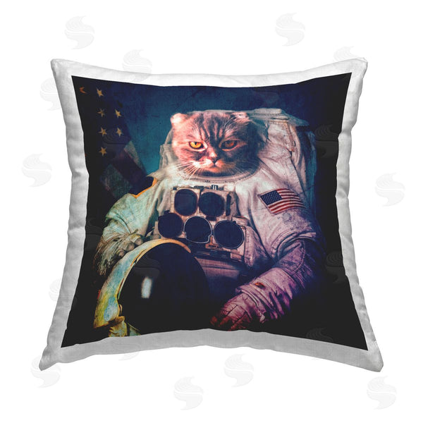 stupell industries Elephant Stock | Astronaut Cat Portrait Printed Throw Pillow