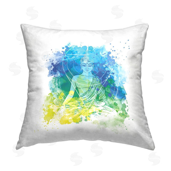 stupell industries Elephant Stock | Buddha With Watercolor Splash Printed Throw Pillow