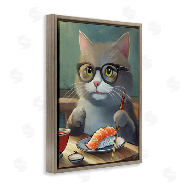 Stupell Industries Elizabeth Medley | Cat Eating Sushi Wall Art