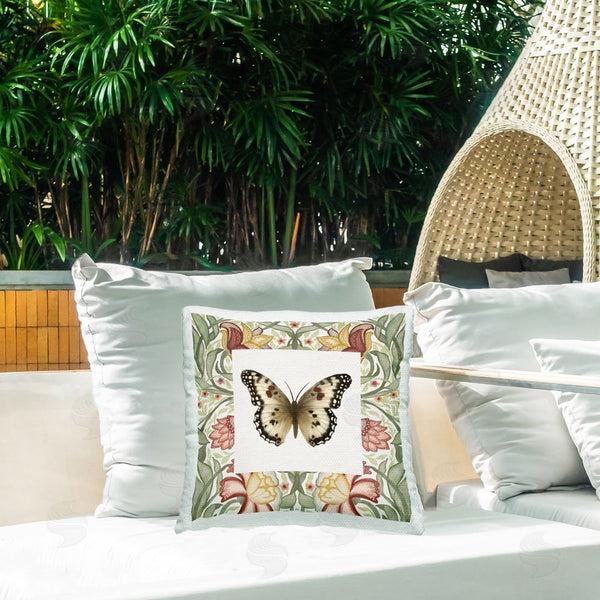 Stupell Industries Elizabeth Medley | Earthy Vintage Butterfly Florals Throw Pillow