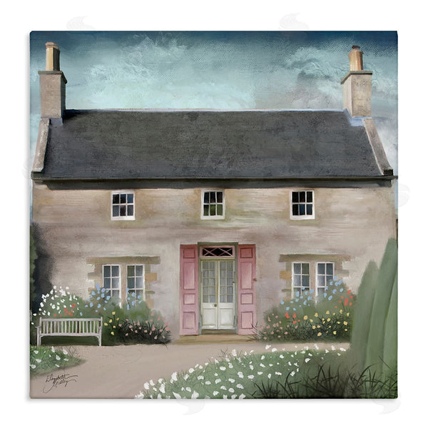 stupell industries Elizabeth Medley | Peaceful Rural Cottage House Blooming Flower Buds Wall Art