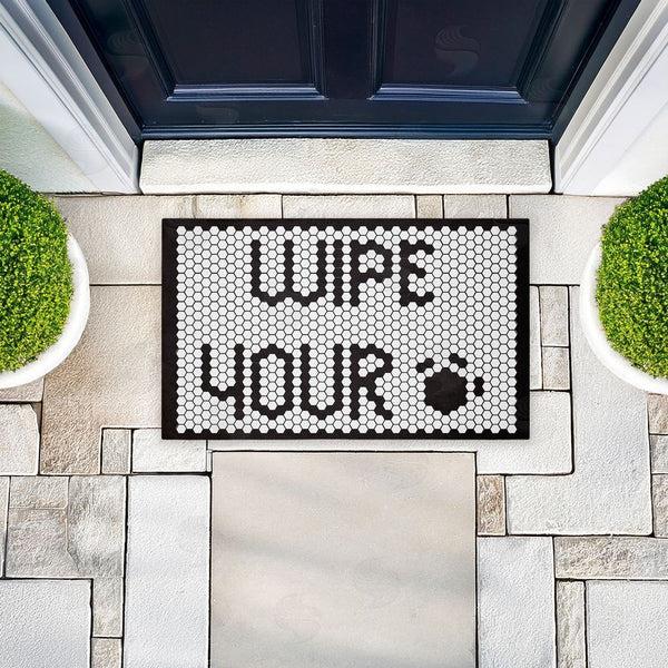 Stupell Industries Elizabeth Medley | Wipe Your Paws Mosaic Pattern Non-Woven Door Mat